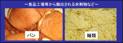 食品工場等から搬出される余剰物など　パン　麺類